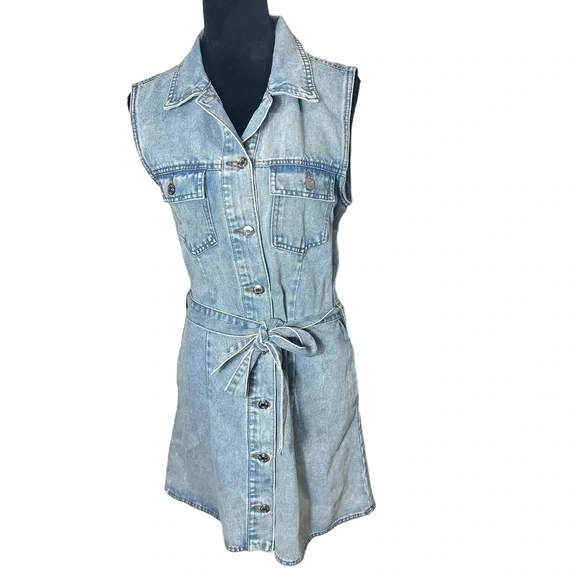 white christmas dresses Wilma Blue Denim Corset Mini Dress - US 16